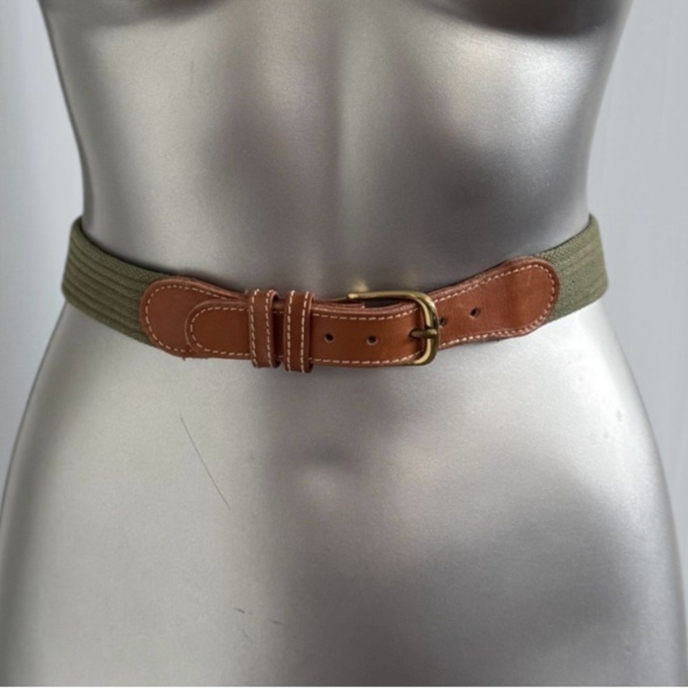 2 for $30 💟💎Vintage Olive Canvas Belt With Cognac Leather Straps